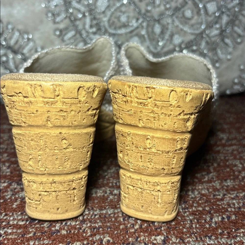 Onex made in Italy platform Elegant Cream Wedge Sandals cork heel beach wedding